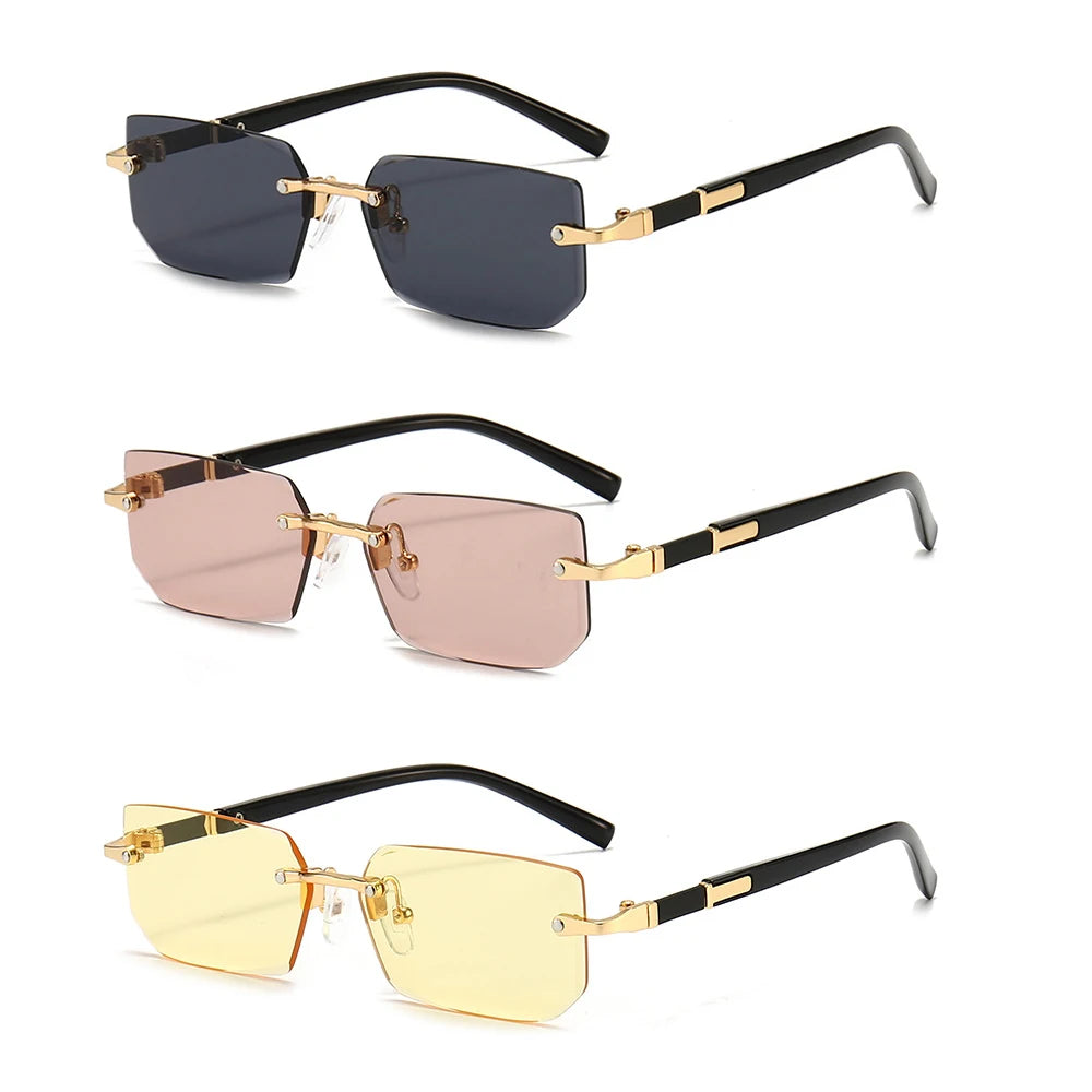 Rimless Rectangle Sunglasses – Unisex Mirror Lens