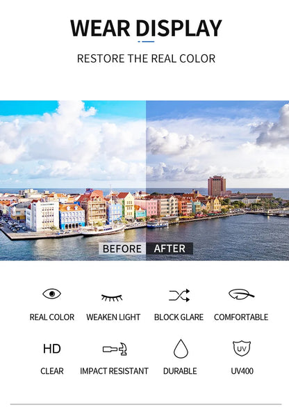 Rimless Rectangle Sunglasses – Unisex Mirror Lens