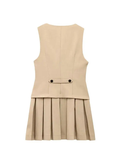 Women's V-Neck Pleated Mini Dress