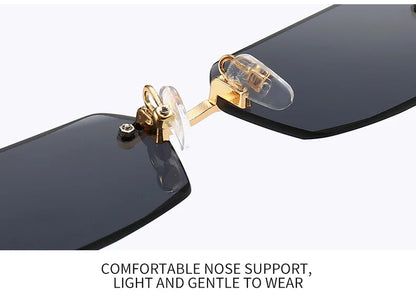 Rimless Rectangle Sunglasses – Unisex Mirror Lens