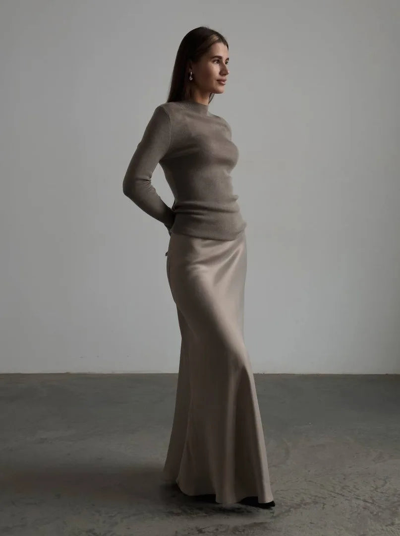 Bornladies Casual Satin Women'S Skirt Spring Summer Fashion Loose High Waist Maxi Skirts Elegant Simple Slik Fishtail Skirt