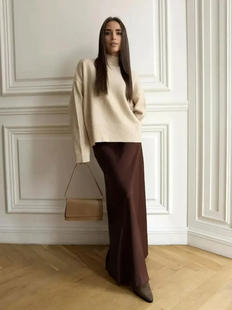 Bornladies Casual Satin Women'S Skirt Spring Summer Fashion Loose High Waist Maxi Skirts Elegant Simple Slik Fishtail Skirt