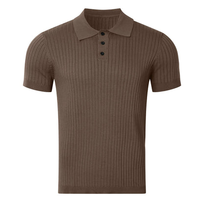 Men's Striped Knit Polo – Summer Slim Fit