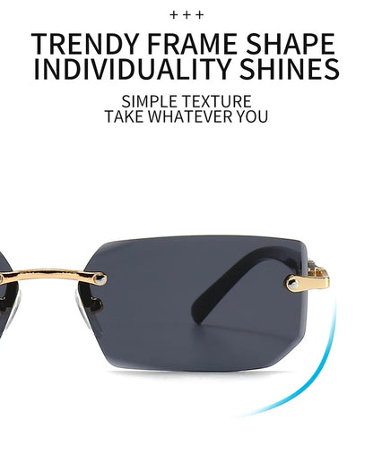 Rimless Rectangle Sunglasses – Unisex Mirror Lens