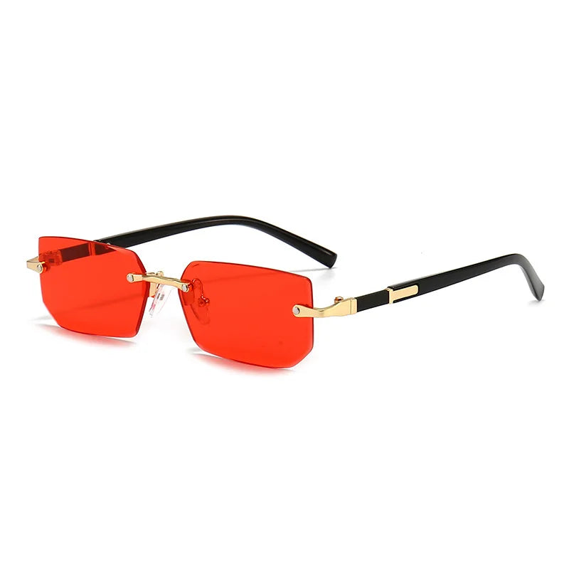 Rimless Rectangle Sunglasses – Unisex Mirror Lens