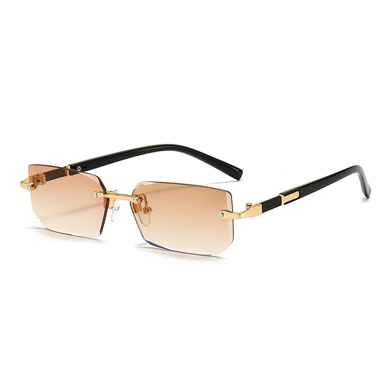 Rimless Rectangle Sunglasses – Unisex Mirror Lens