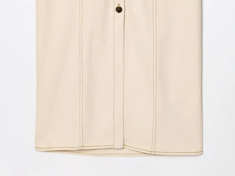 Women's Midi Dress – Slim V-Neck Pencil