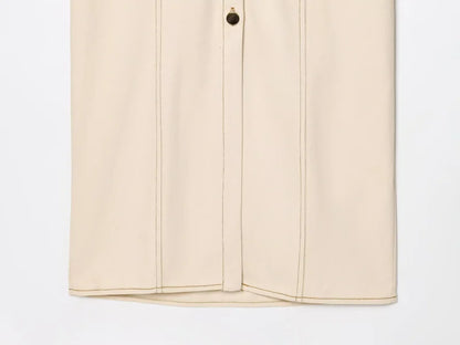 Women's Midi Dress – Slim V-Neck Pencil