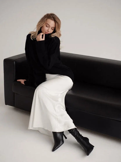 Bornladies Casual Satin Women'S Skirt Spring Summer Fashion Loose High Waist Maxi Skirts Elegant Simple Slik Fishtail Skirt