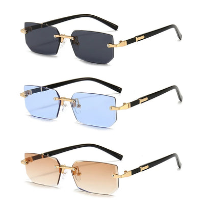 Rimless Rectangle Sunglasses – Unisex Mirror Lens