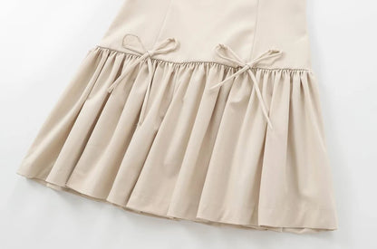 Women's Ruffled Mini Dress – Sleeveless Bow Detail