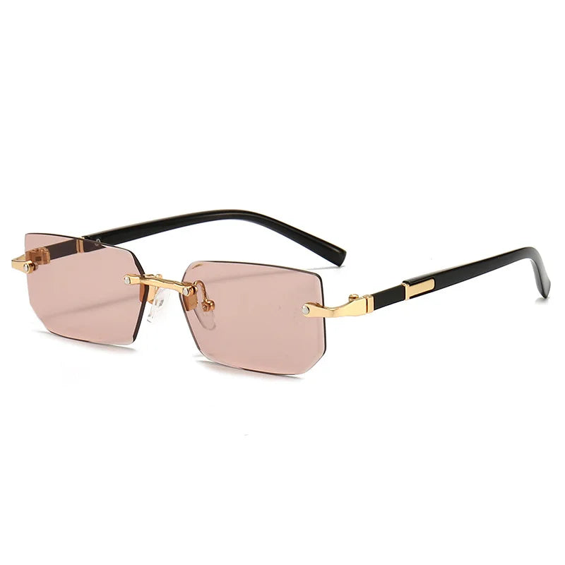 Rimless Rectangle Sunglasses – Unisex Mirror Lens