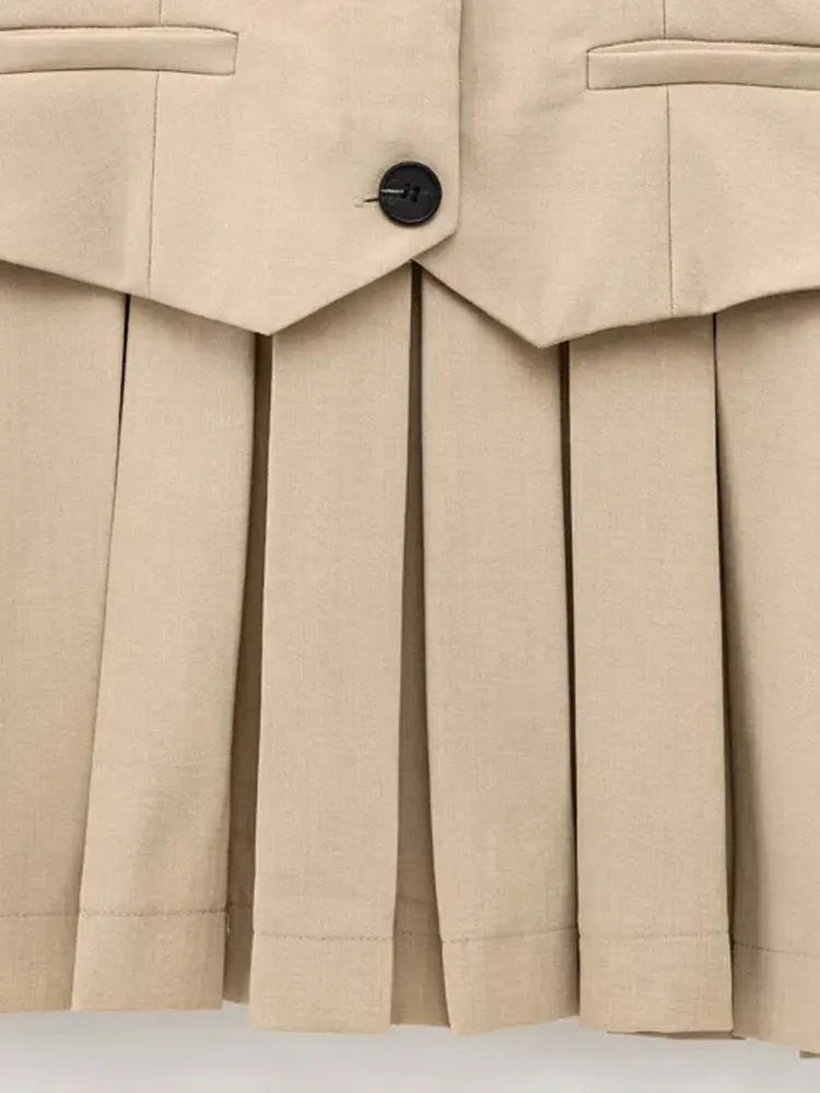 Women's V-Neck Pleated Mini Dress