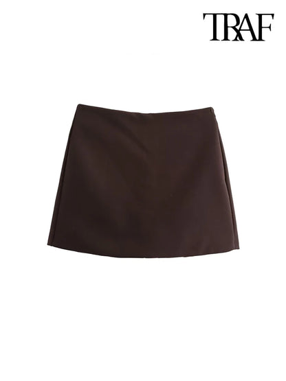 Women's High Waist Skort – Side Zipper Mini