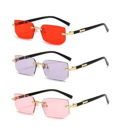 Rimless Rectangle Sunglasses – Unisex Mirror Lens