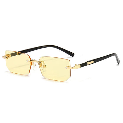 Rimless Rectangle Sunglasses – Unisex Mirror Lens
