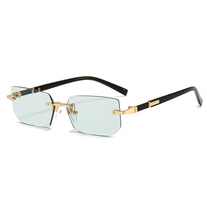 Rimless Rectangle Sunglasses – Unisex Mirror Lens