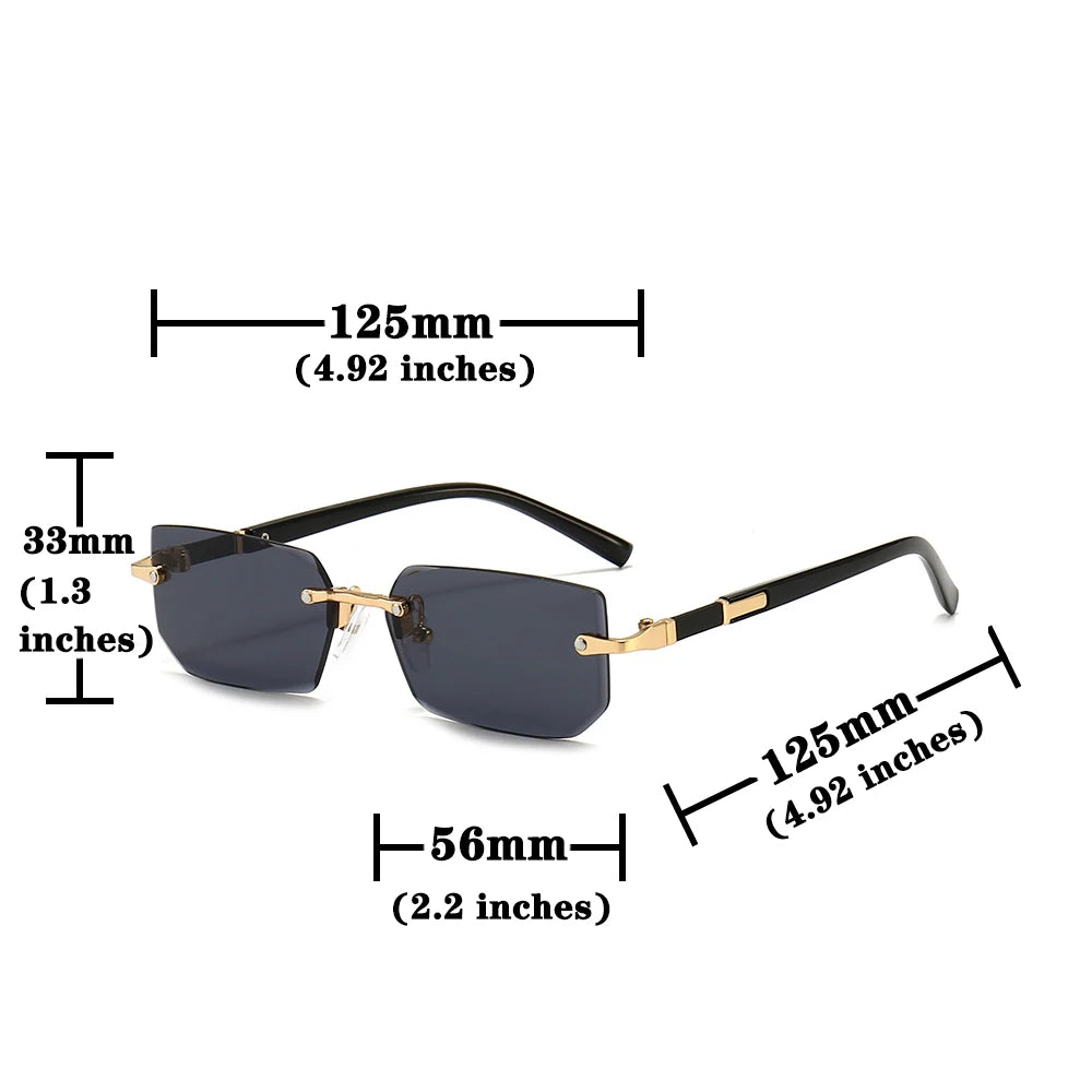 Rimless Rectangle Sunglasses – Unisex Mirror Lens
