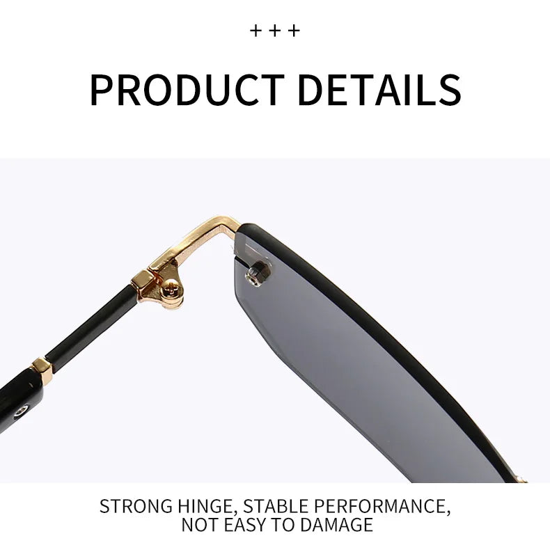 Rimless Rectangle Sunglasses – Unisex Mirror Lens