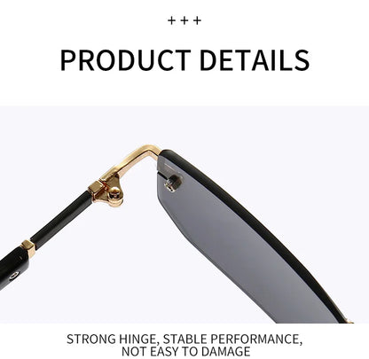 Rimless Rectangle Sunglasses – Unisex Mirror Lens