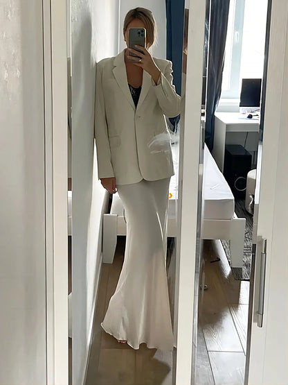 Bornladies Casual Satin Women'S Skirt Spring Summer Fashion Loose High Waist Maxi Skirts Elegant Simple Slik Fishtail Skirt