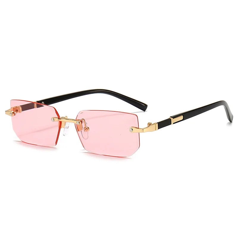 Rimless Rectangle Sunglasses – Unisex Mirror Lens