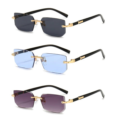Rimless Rectangle Sunglasses – Unisex Mirror Lens