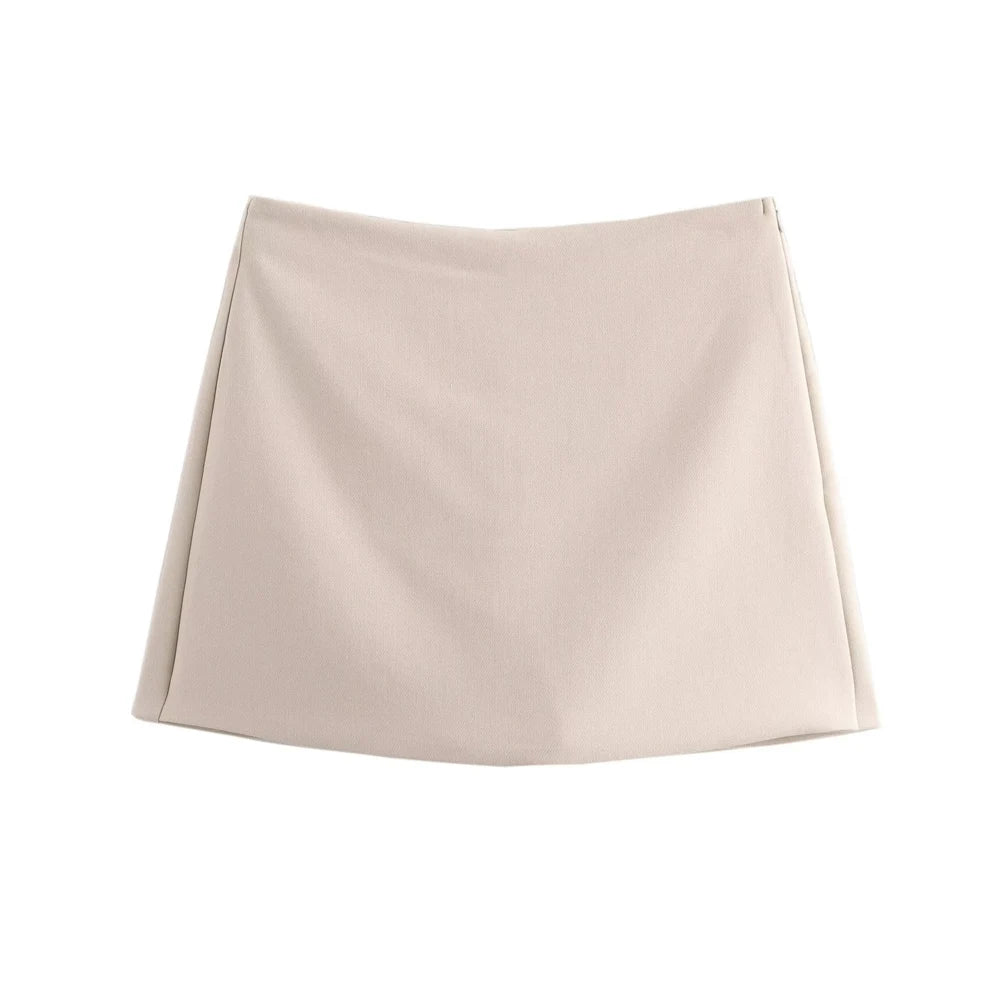 Women's High Waist Skort – Side Zipper Mini