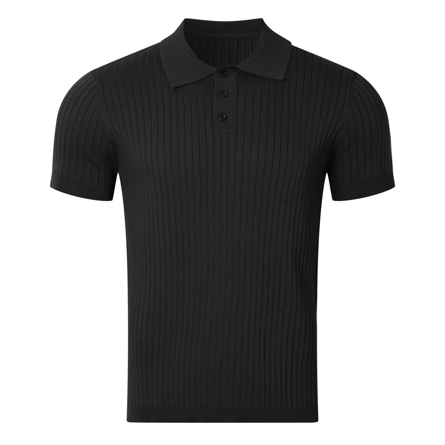 Men's Striped Knit Polo – Summer Slim Fit