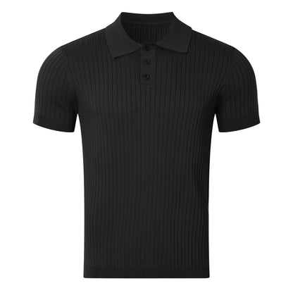 Men's Striped Knit Polo – Summer Slim Fit