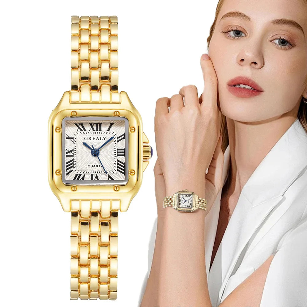 Women's Gold Quartz Watch – Luxury Bracelet