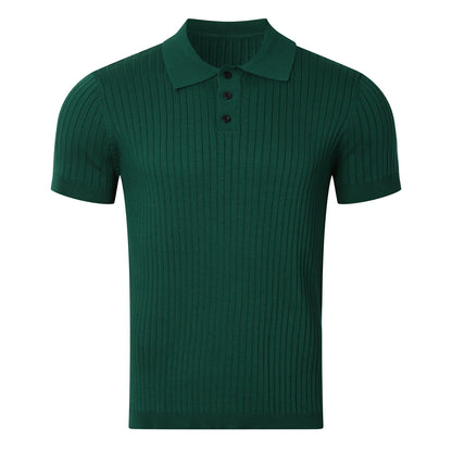 Men's Striped Knit Polo – Summer Slim Fit