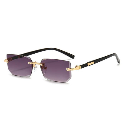 Rimless Rectangle Sunglasses – Unisex Mirror Lens