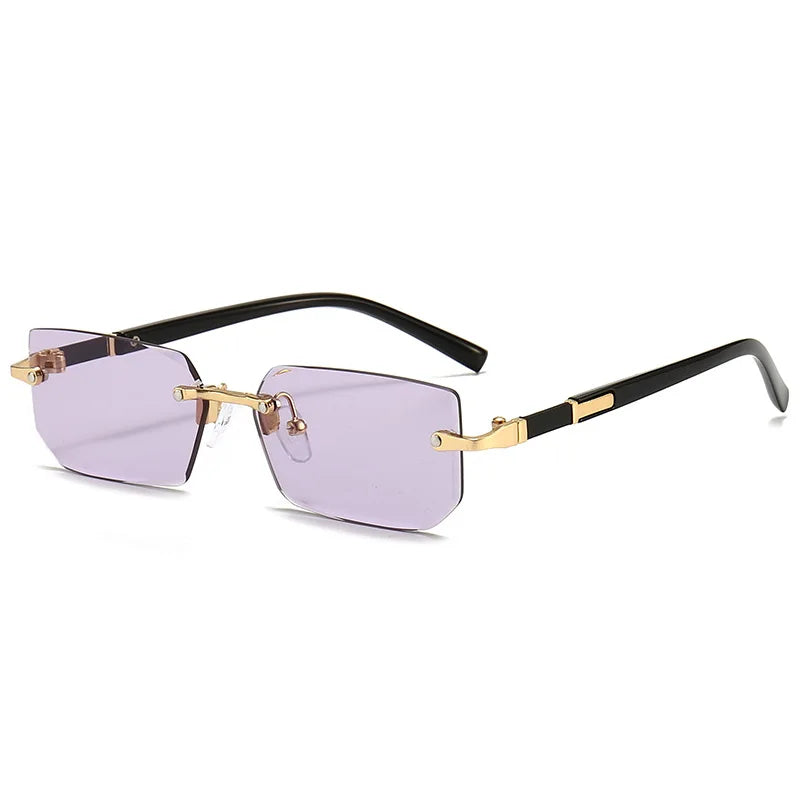 Rimless Rectangle Sunglasses – Unisex Mirror Lens