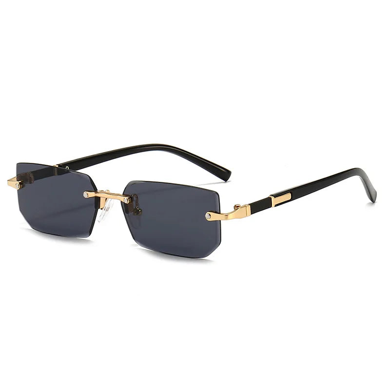 Rimless Rectangle Sunglasses – Unisex Mirror Lens