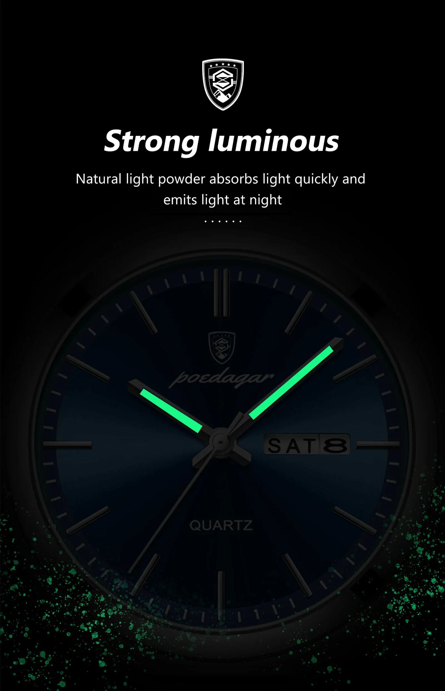 POEDAGAR Luxury Watches For Men Stainless Steel Waterproof Luminous Man Watch Date Week Fashion Casual Men's Quartz Watch Reloj