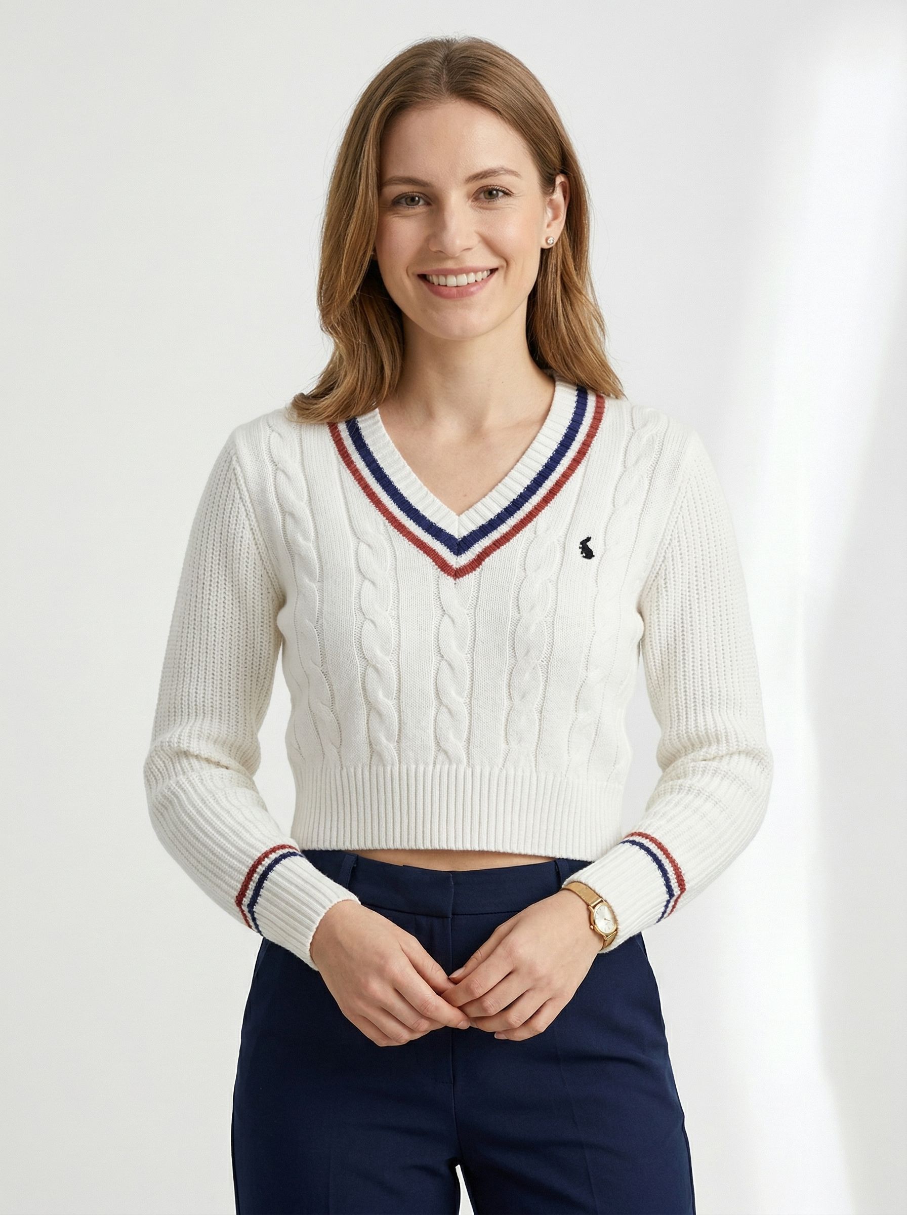 Women's V-Neck Embroidered Sweater