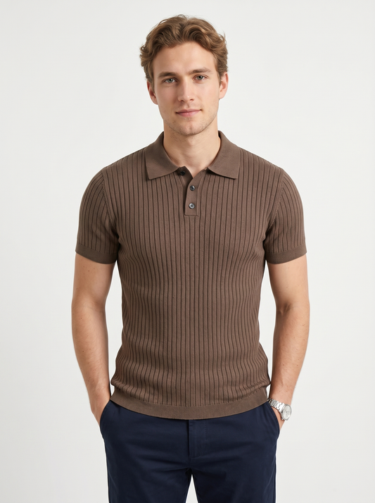 Men's Striped Knit Polo – Summer Slim Fit