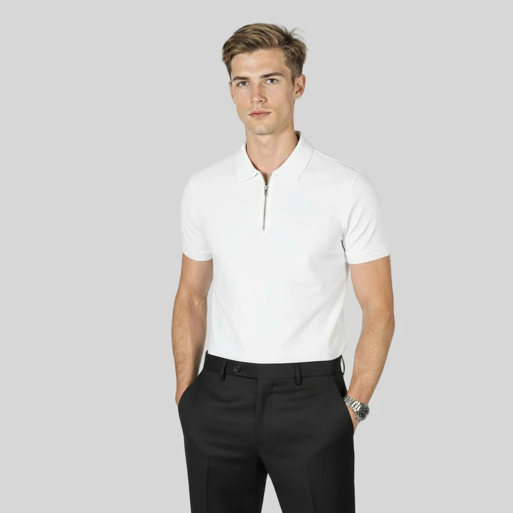Men's Zipper Polo Shirt – Summer Casual